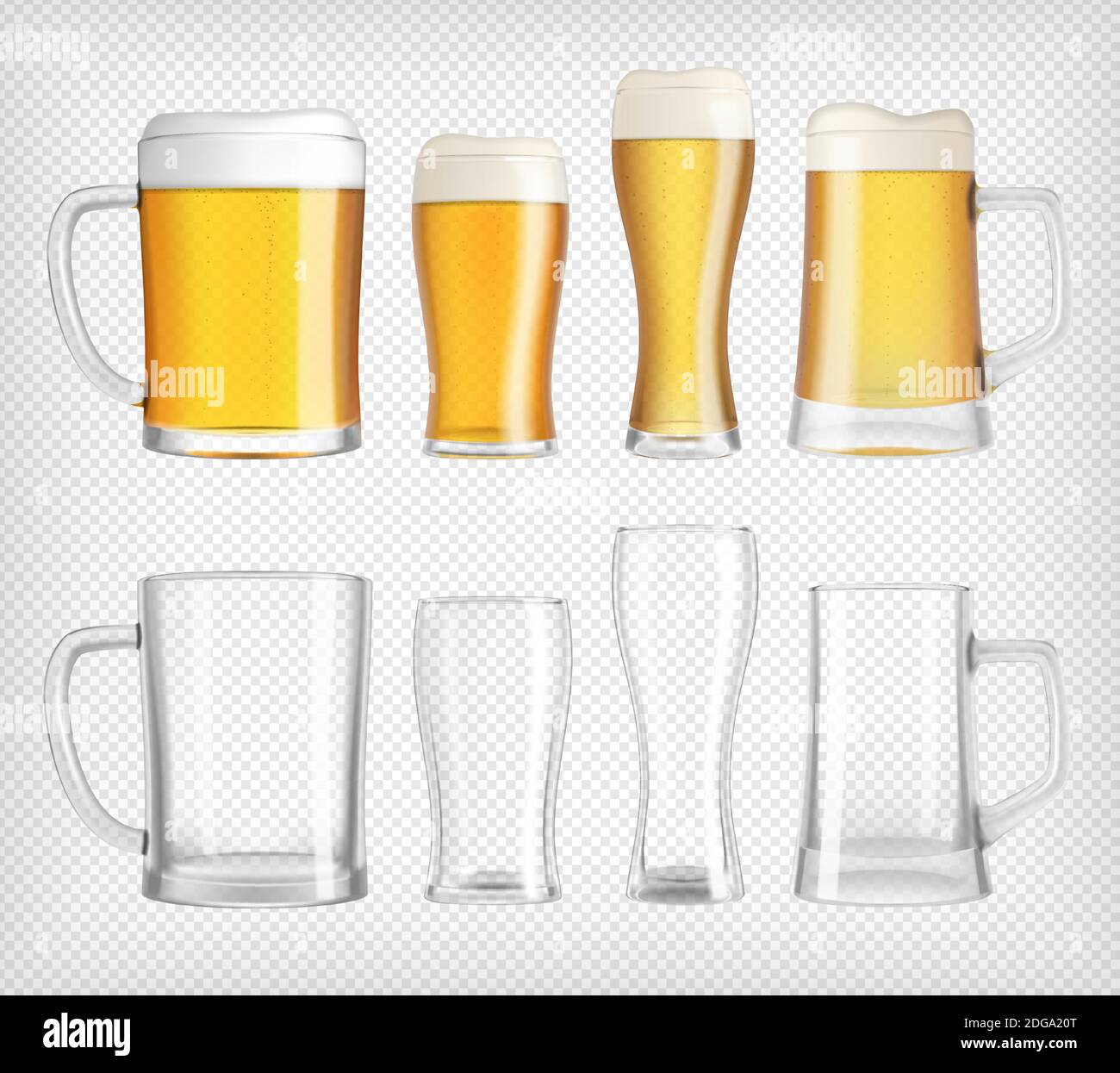 Different beer glasses and mugs Stock Vector