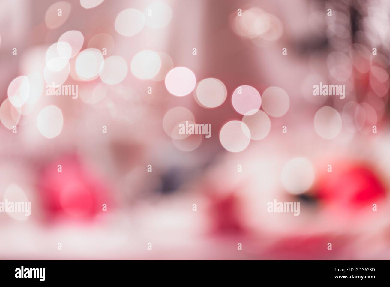 Bright round bokeh on vivid pink background new year style Stock Photo