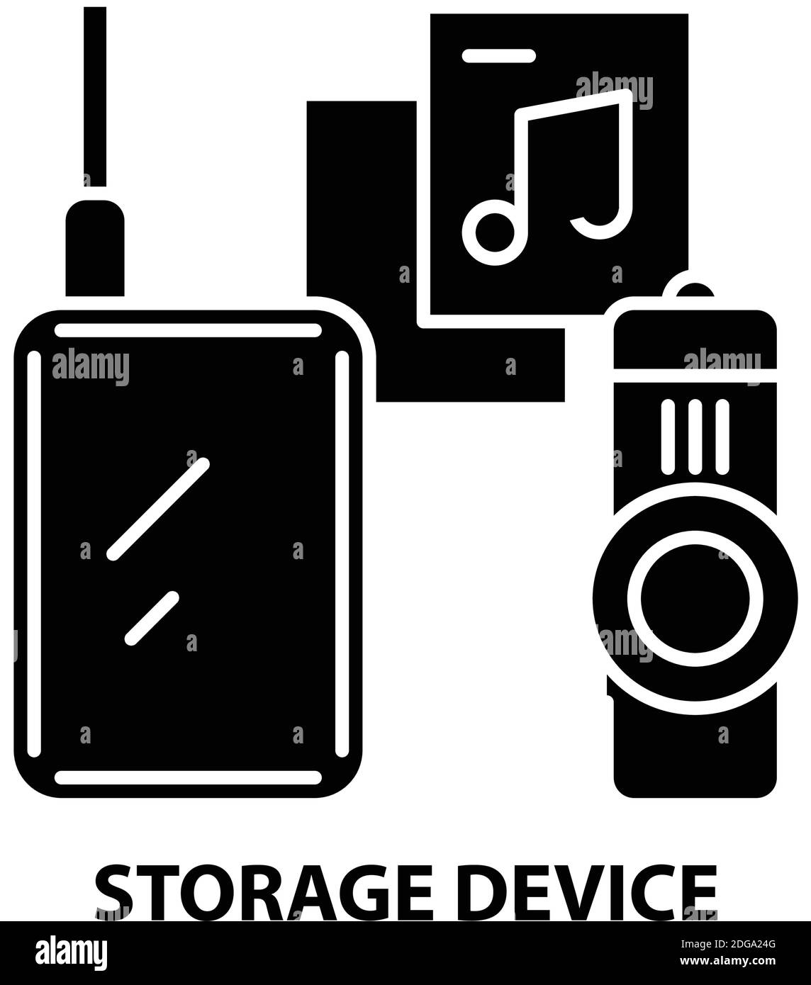 storage device icon, black vector sign with editable strokes, concept illustration Stock Vector