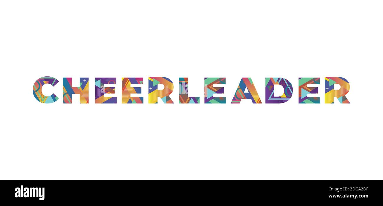 The word CHEERLEADER concept written in colorful retro shapes and colors illustration Stock