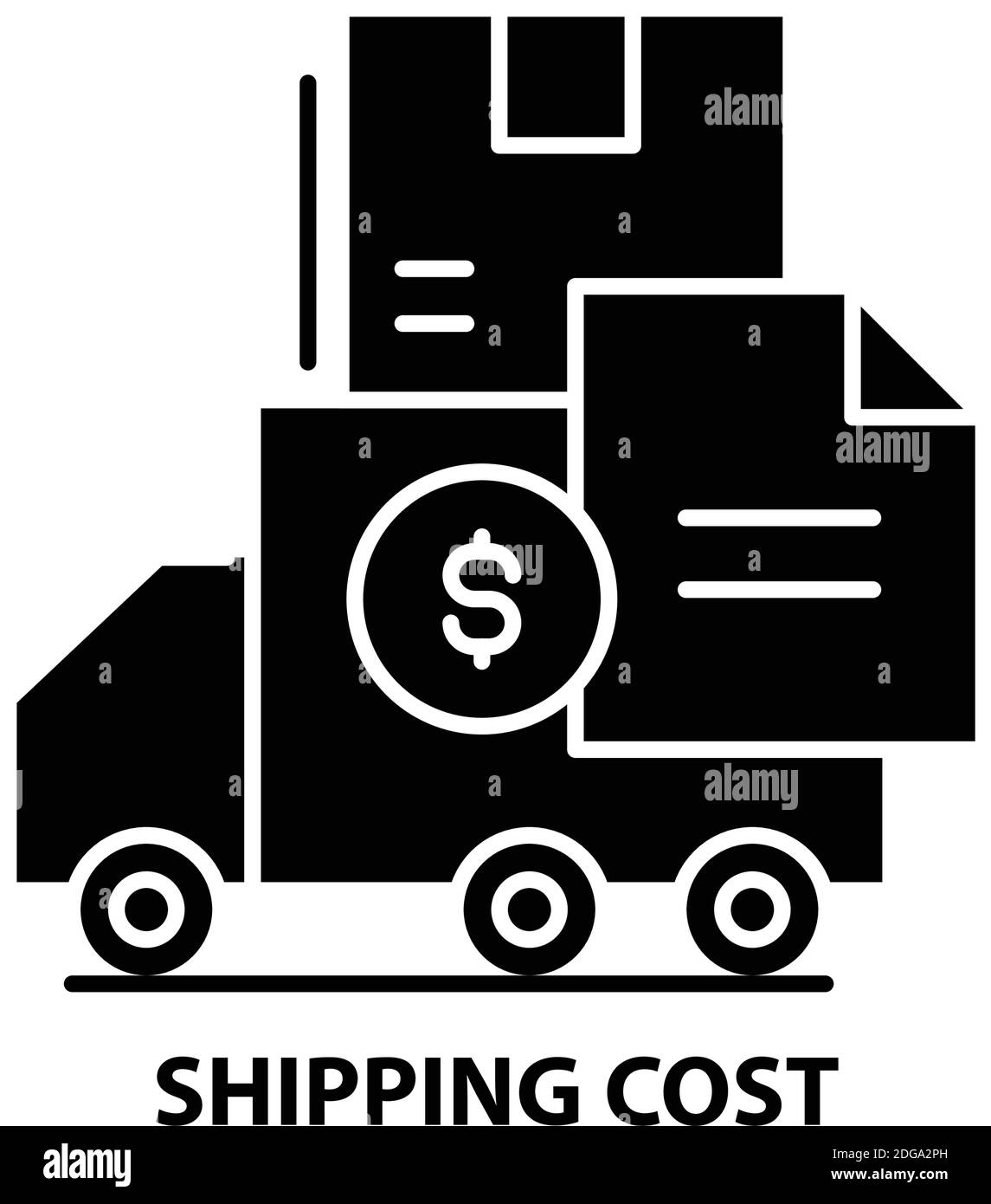 shipping cost icon, black vector sign with editable strokes, concept illustration Stock Vector