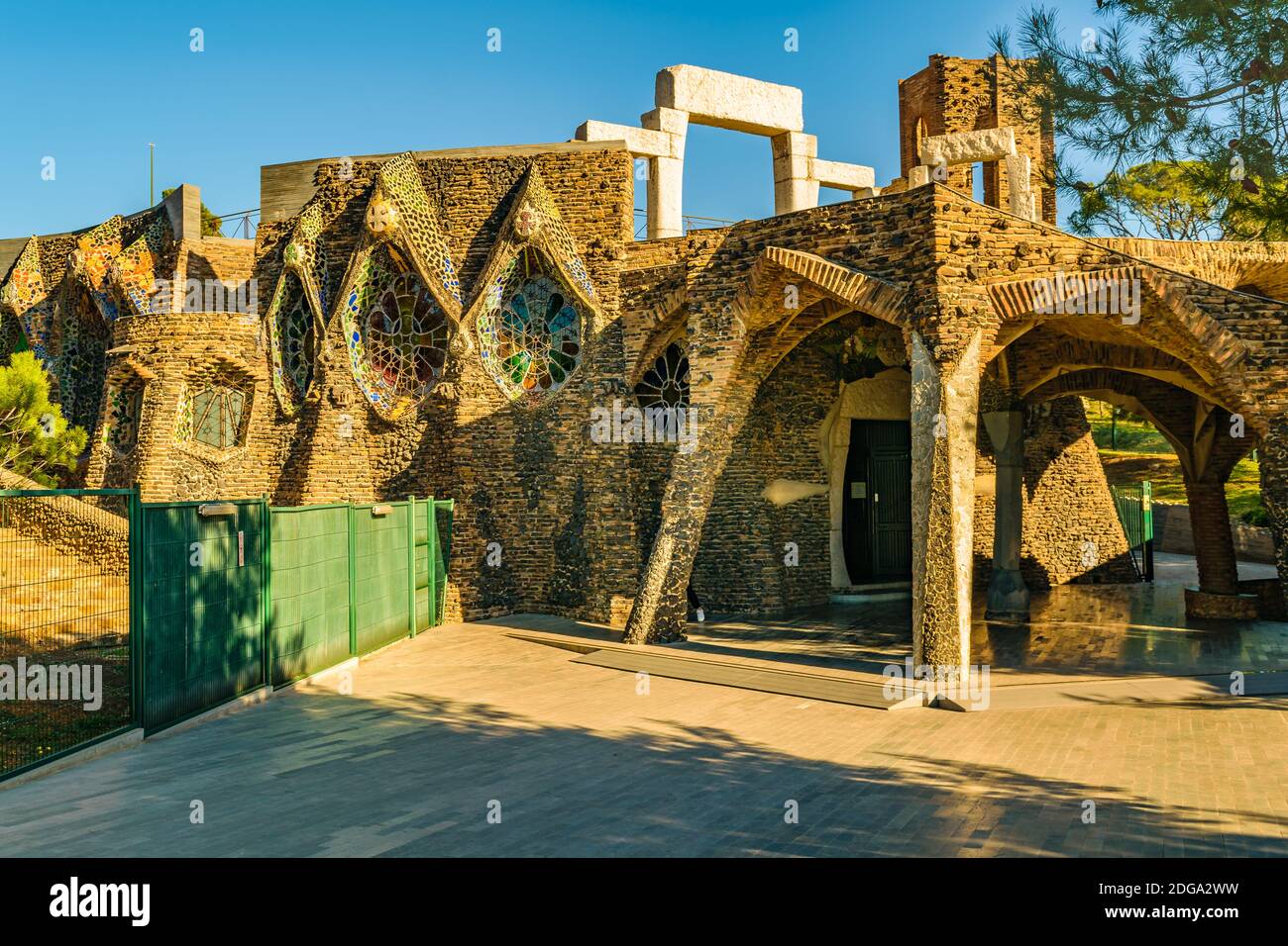 Guell Crypt Exterior, Catalunya, Spain Stock Photo