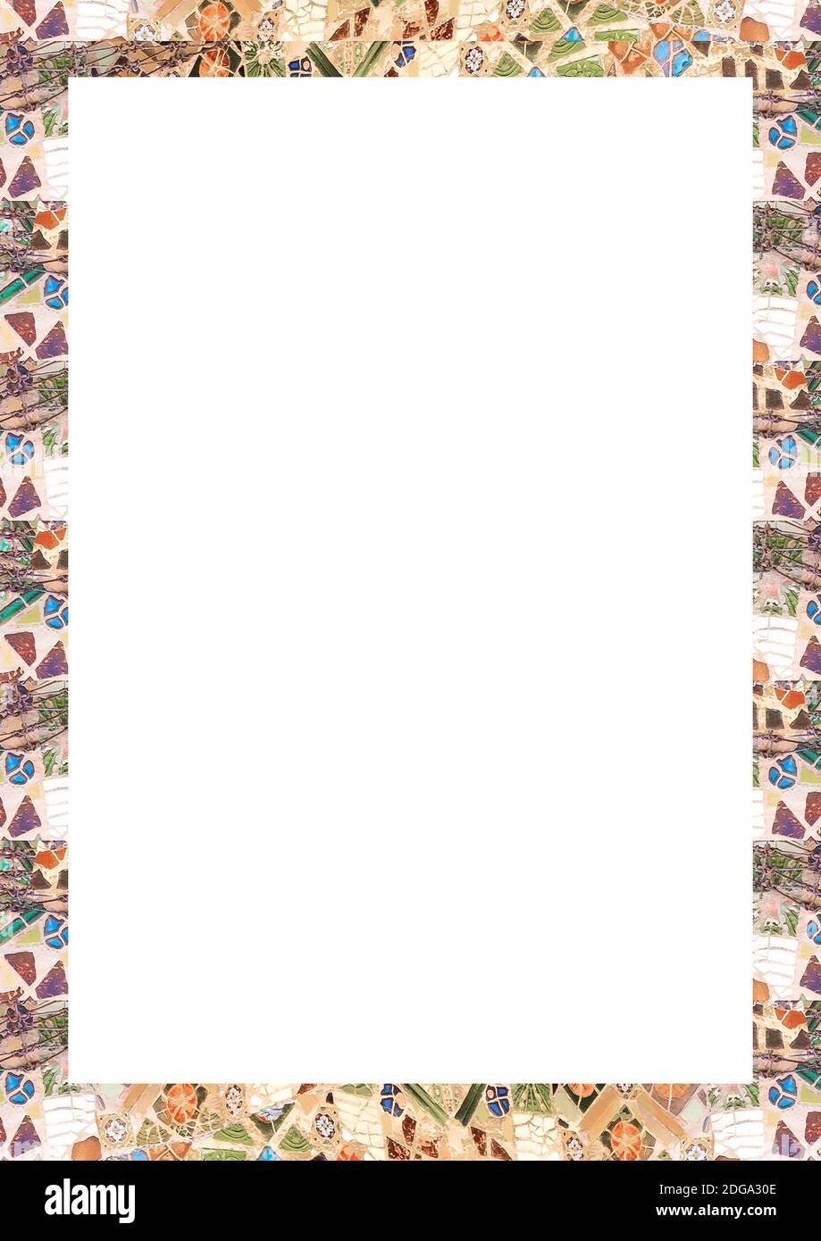 White Frame Background with Mosaic Rounded Edges Stock Photo