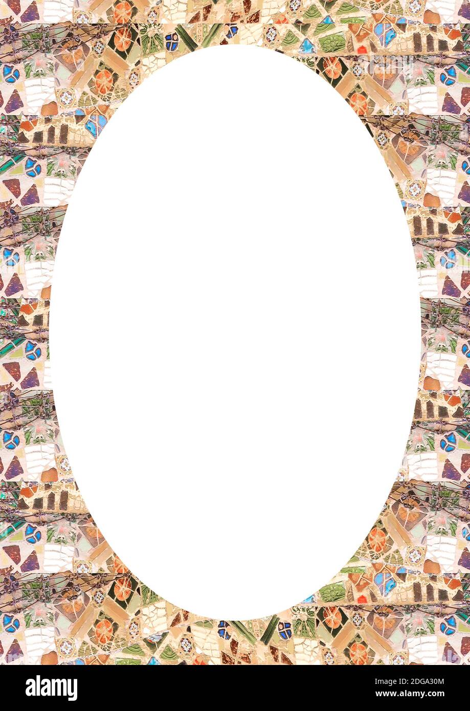 White Frame Background with Mosaic Rounded Edges Stock Photo