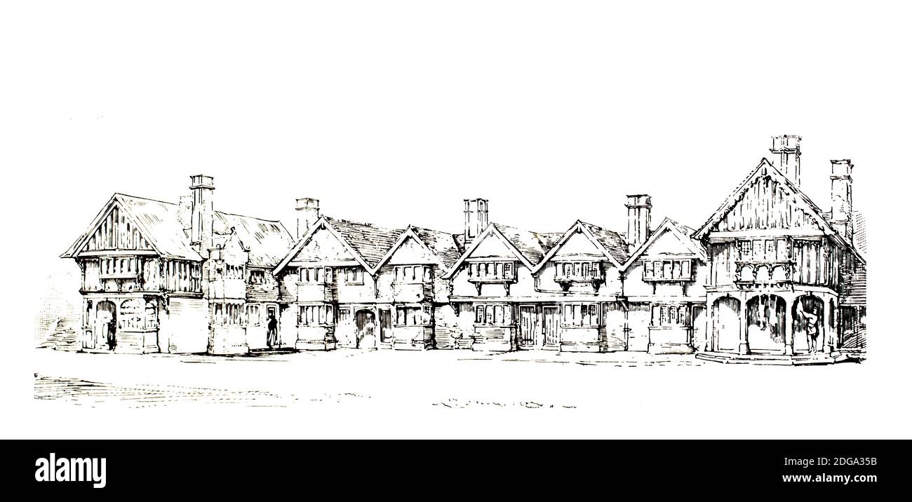Cottages and village shops in Leigh nr Sevenoaks Kent, by architects Ernest George and Peto, from 1896 The Studio an Illustrated Magazine of Fine and Stock Photo