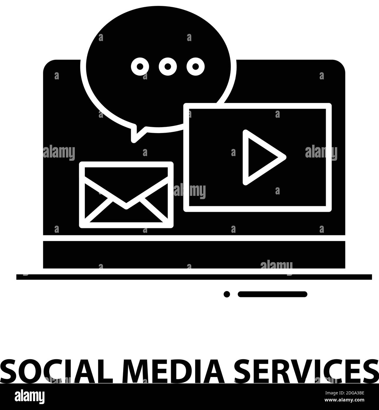 social media services icon, black vector sign with editable strokes