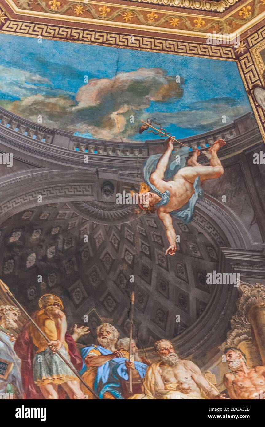 A ceiling of paintings at the Vatican Museum Stock Photo