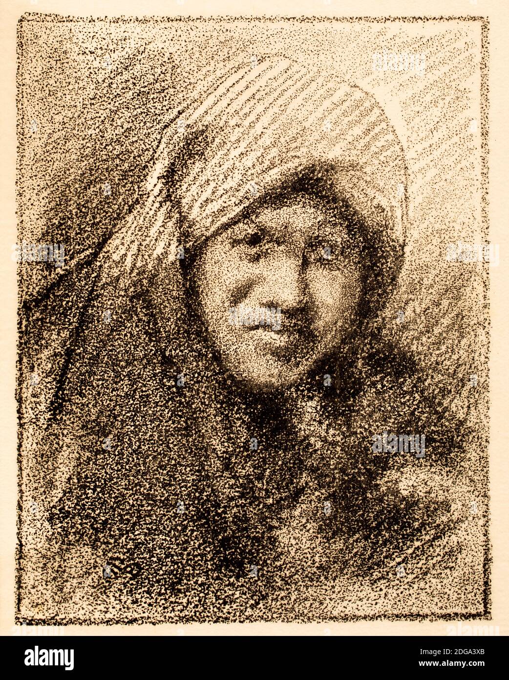 Head of woman, experimental drawing for printing by Australian-born British painter, author, printmaker and illustrator Mortimer Menpes from 1896 The Stock Photo