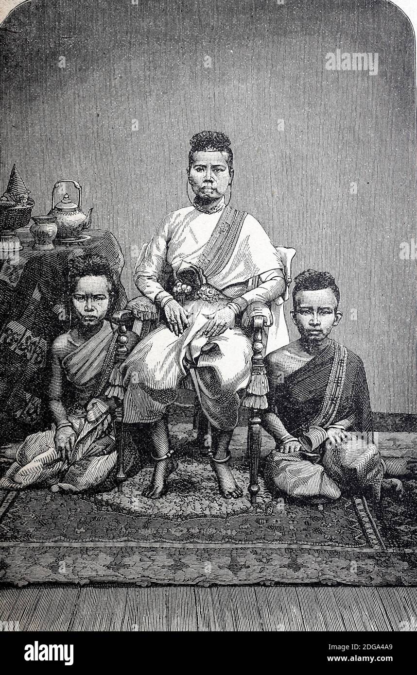 Combodian First Ruler The King of Cambodia and his family, ca 1862 / Der König von Kambodscha ...