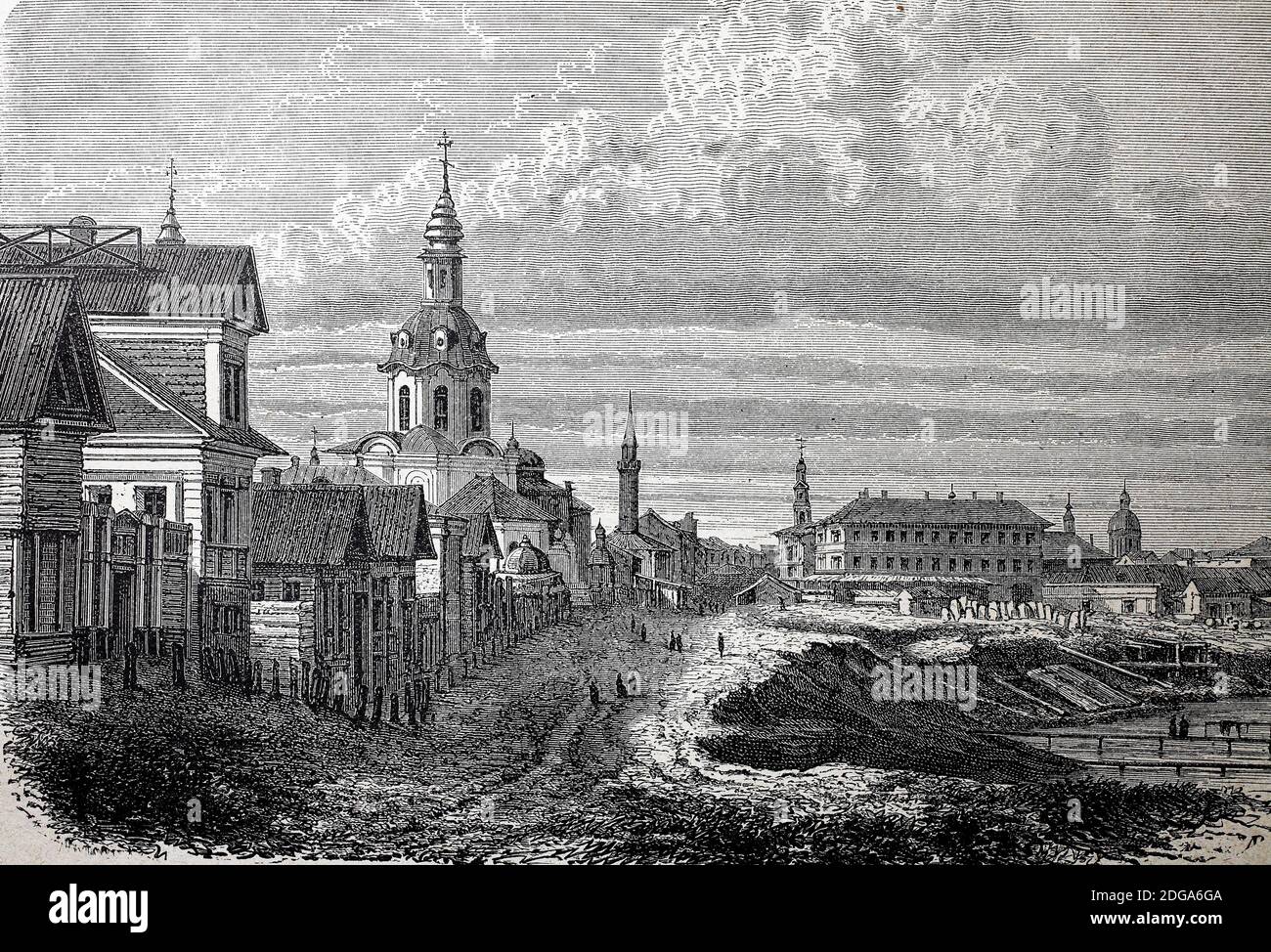 View of the city of Kazan, Kazan, today capital of the Republic of Tatarstan in Russia, view from 1880  /  Blick auf die Stadt Kasan, Kazan, heute Hauptstadt der Republik Tatarstan in Russland, Ansicht von 1880, Historisch, historical, digital improved reproduction of an original from the 19th century / digitale Reproduktion einer Originalvorlage aus dem 19. Jahrhundert Stock Photo