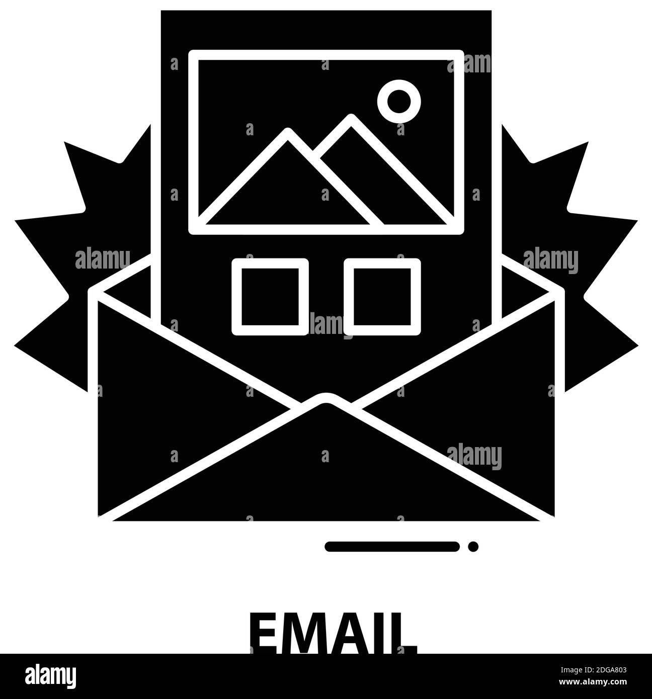 email icon, black vector sign with editable strokes, concept