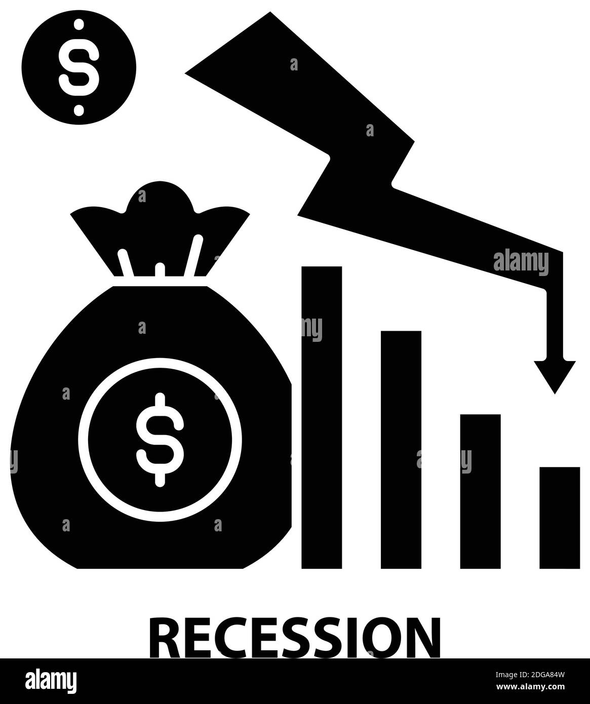 recession icon, black vector sign with editable strokes, concept illustration Stock Vector