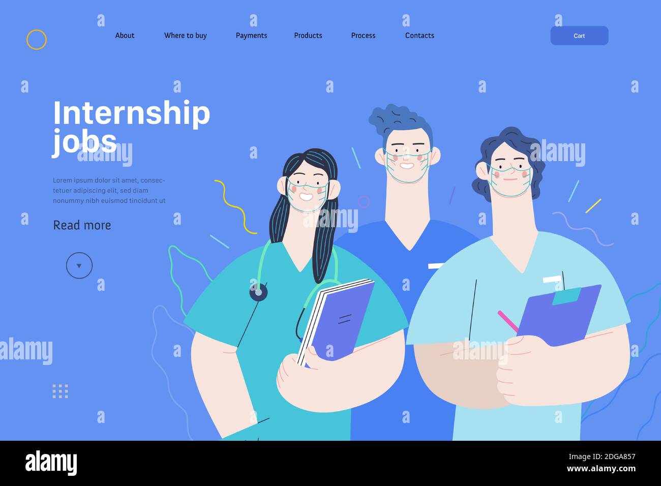 Medical insurance internship jobs modern flat vector concept digital