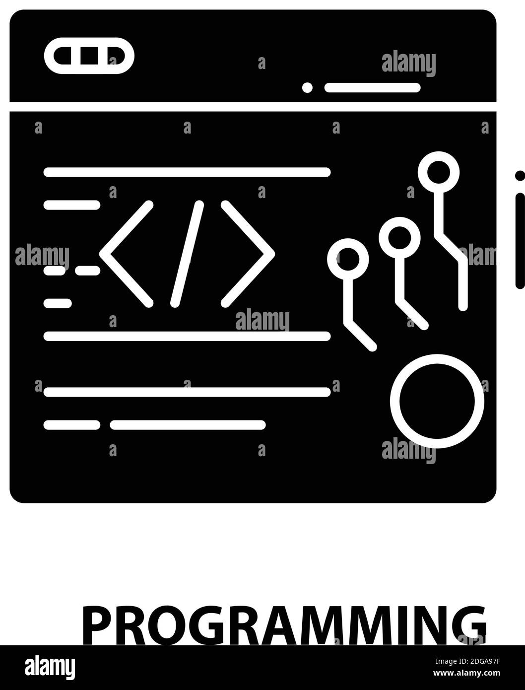 programming symbol icon, black vector sign with editable strokes ...