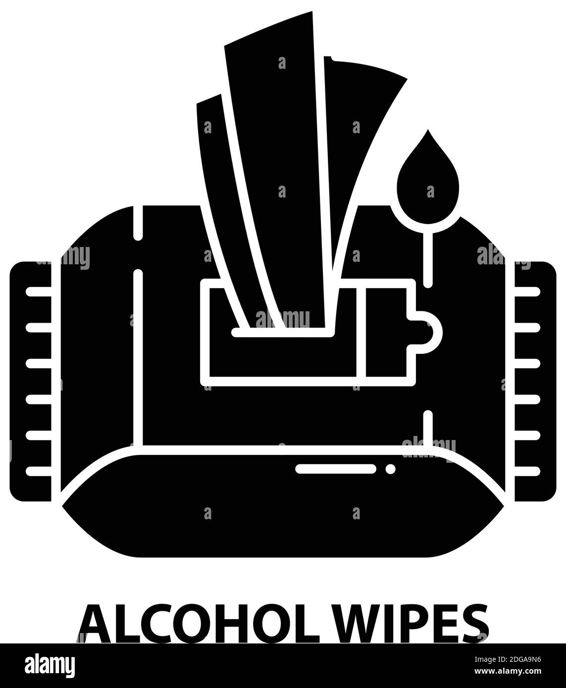alcohol wipes icon, black vector sign with editable strokes, concept illustration Stock Vector