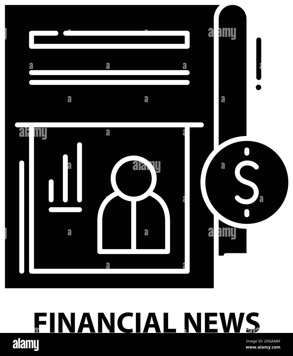 Financial News Icon Black Vector Sign With Editable Strokes Concept 