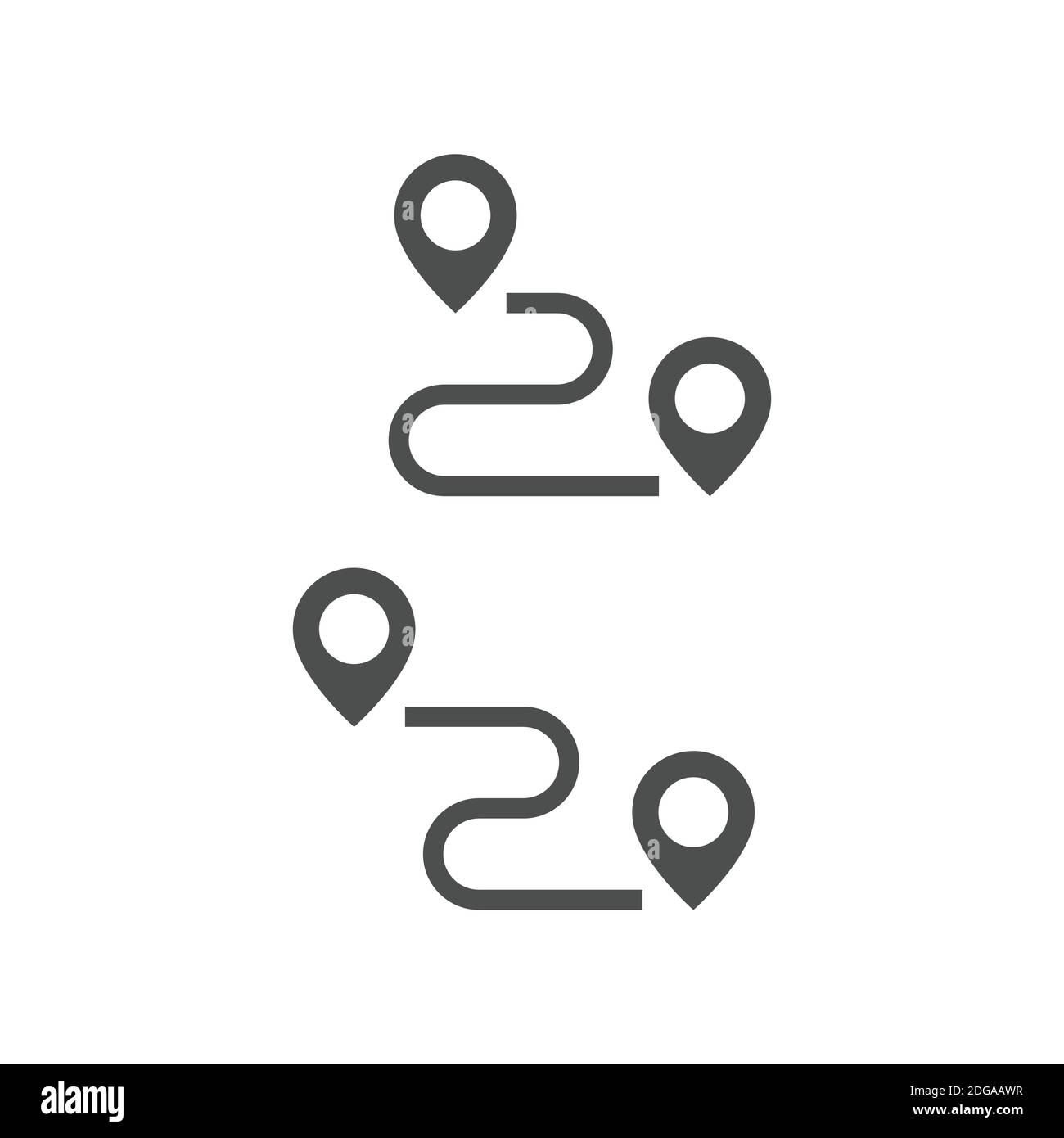 Road map with route black vector icon. Location pin point with path