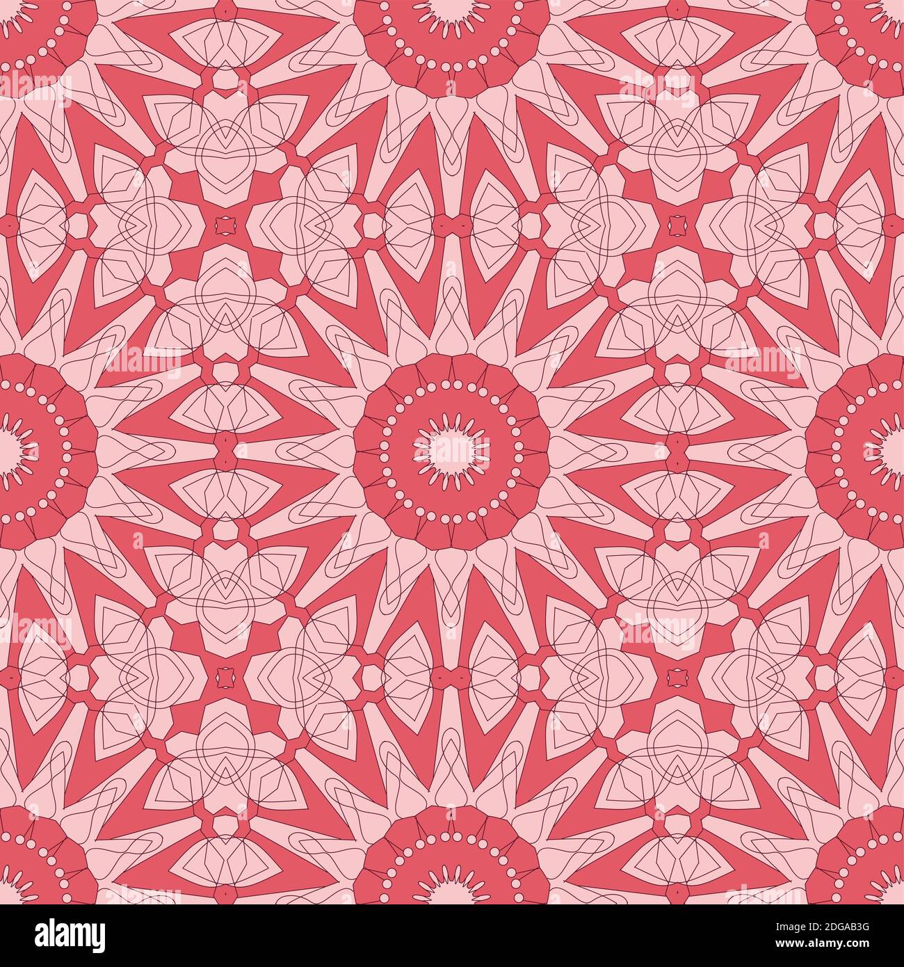 Ethnic seamless vector pattern. Red geometric flower mandalas. Can be used for design of fabric, covers, wallpapers, tiles. Stock Vector