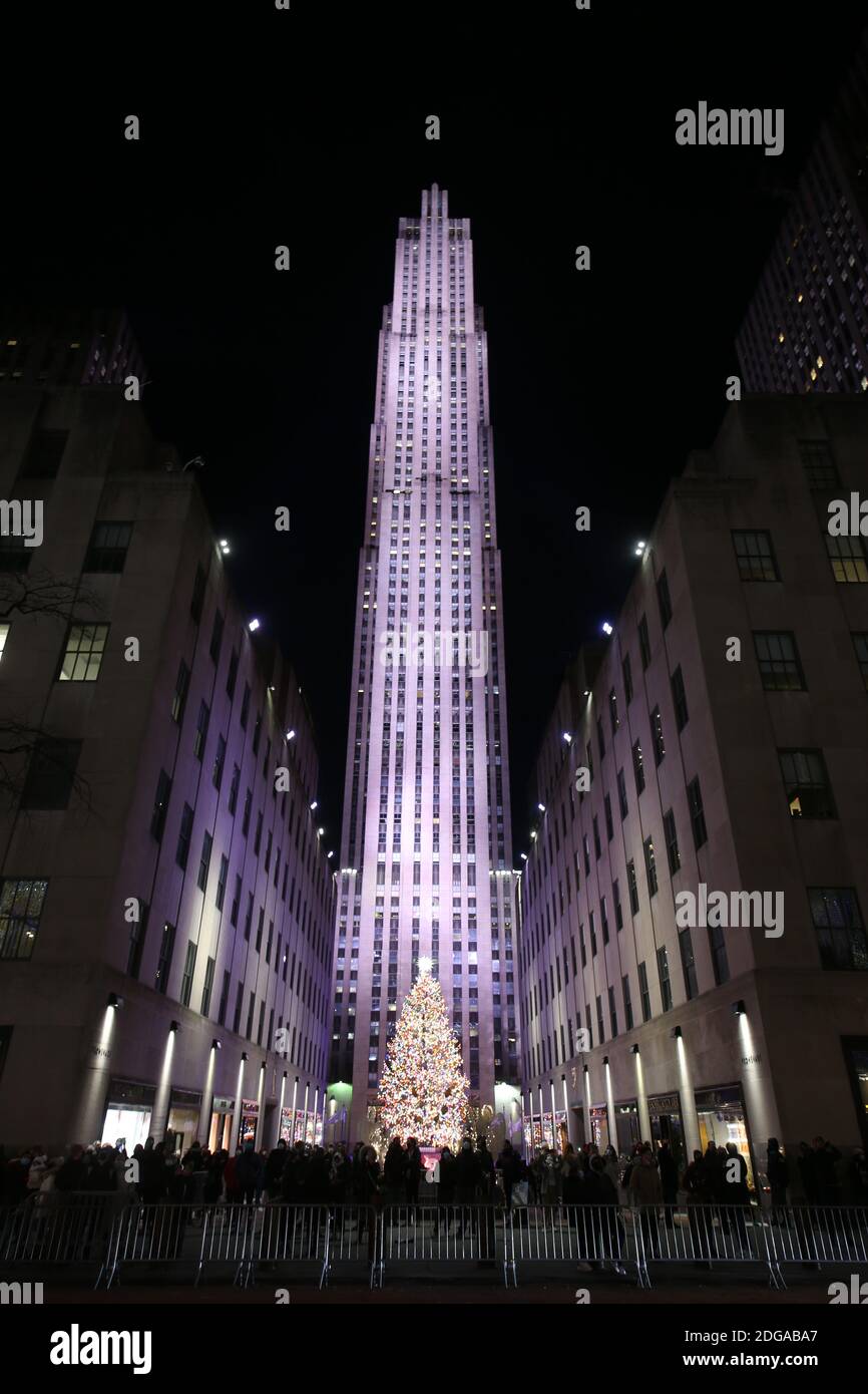 The Christmas tree in New York City with the Rockefeller Center