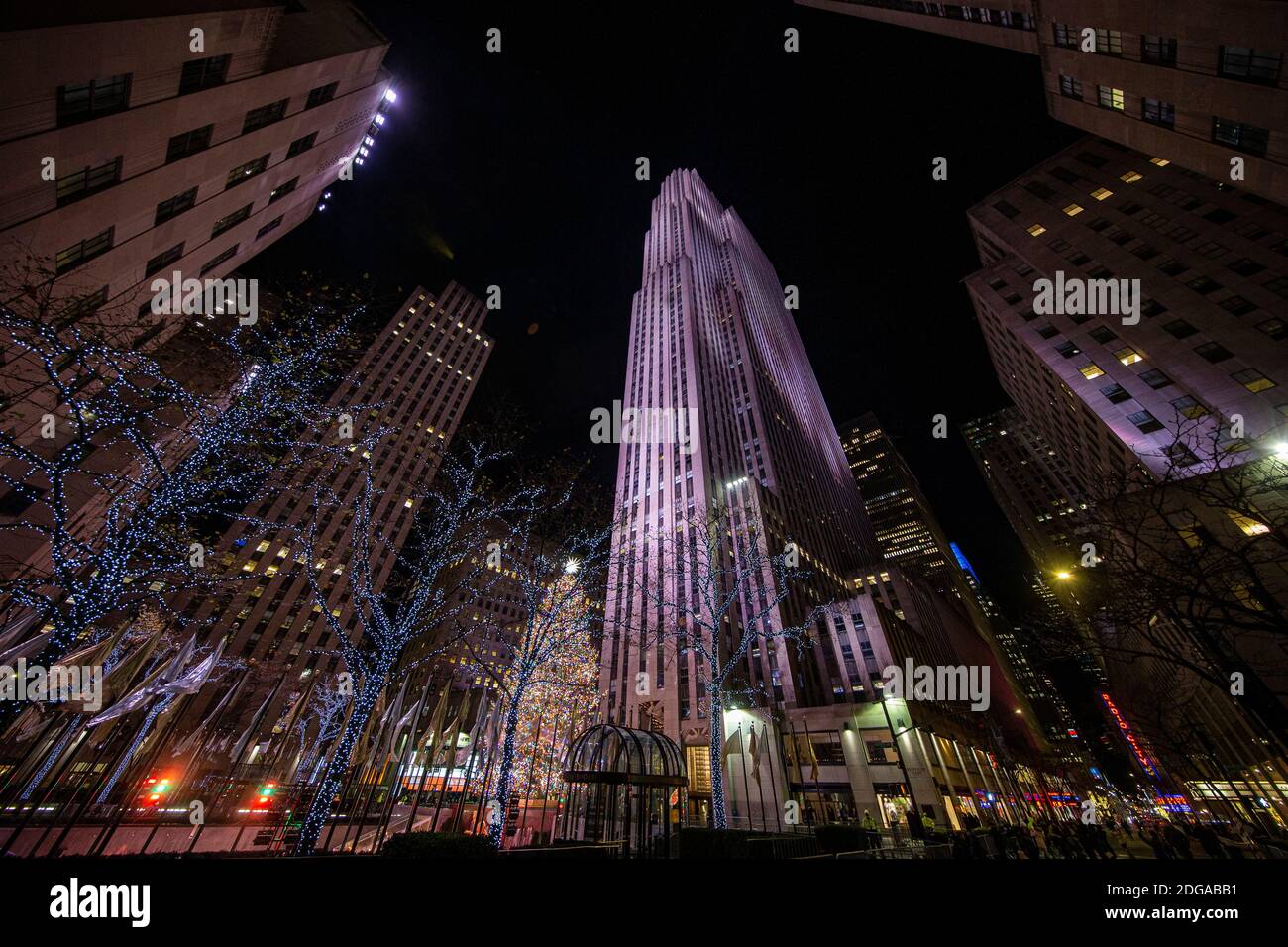 The Christmas tree in New York City with the Rockefeller Center