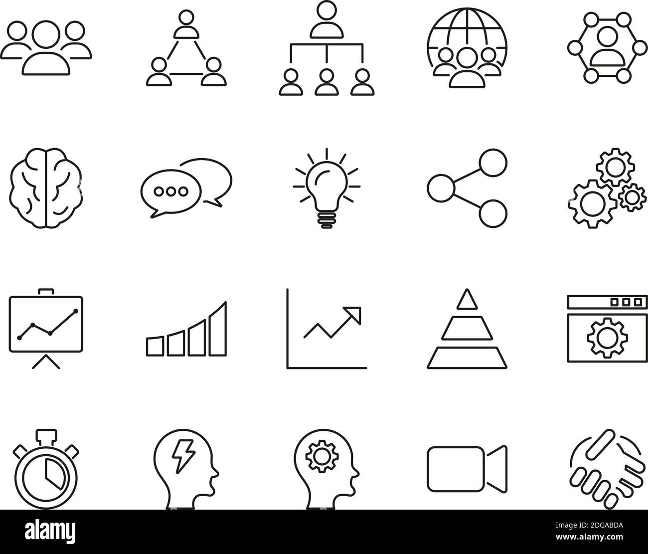 Work Productivity Icons Black & White Thin Line Set Big Stock Vector ...