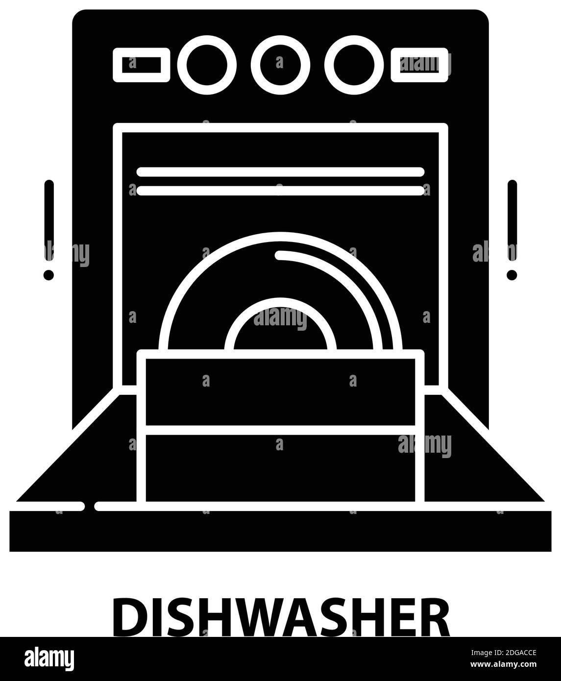 dishwasher icon, black vector sign with editable strokes, concept