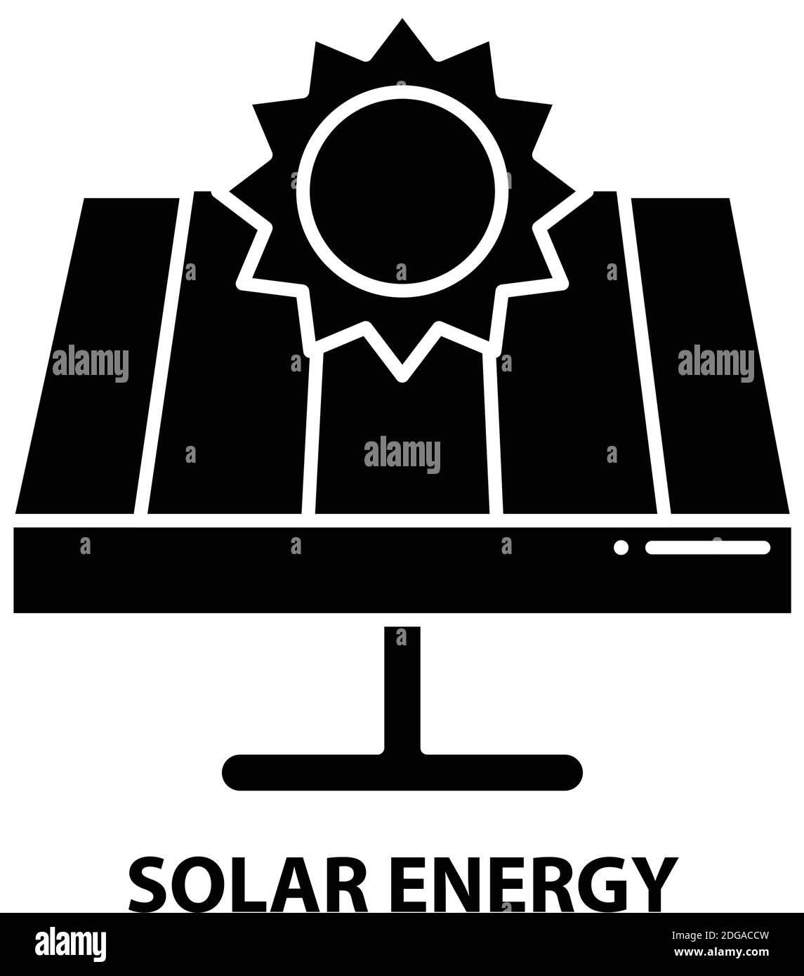 solar energy icon, black vector sign with editable strokes, concept illustration Stock Vector