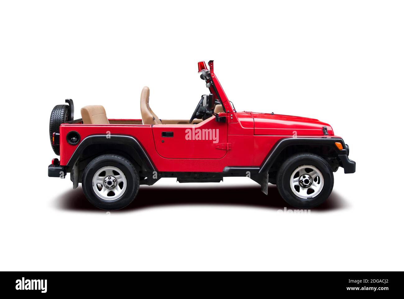 kasteel geweer Detector Red cabrio Jeep Wrangler side view isolated on white background Stock Photo  - Alamy
