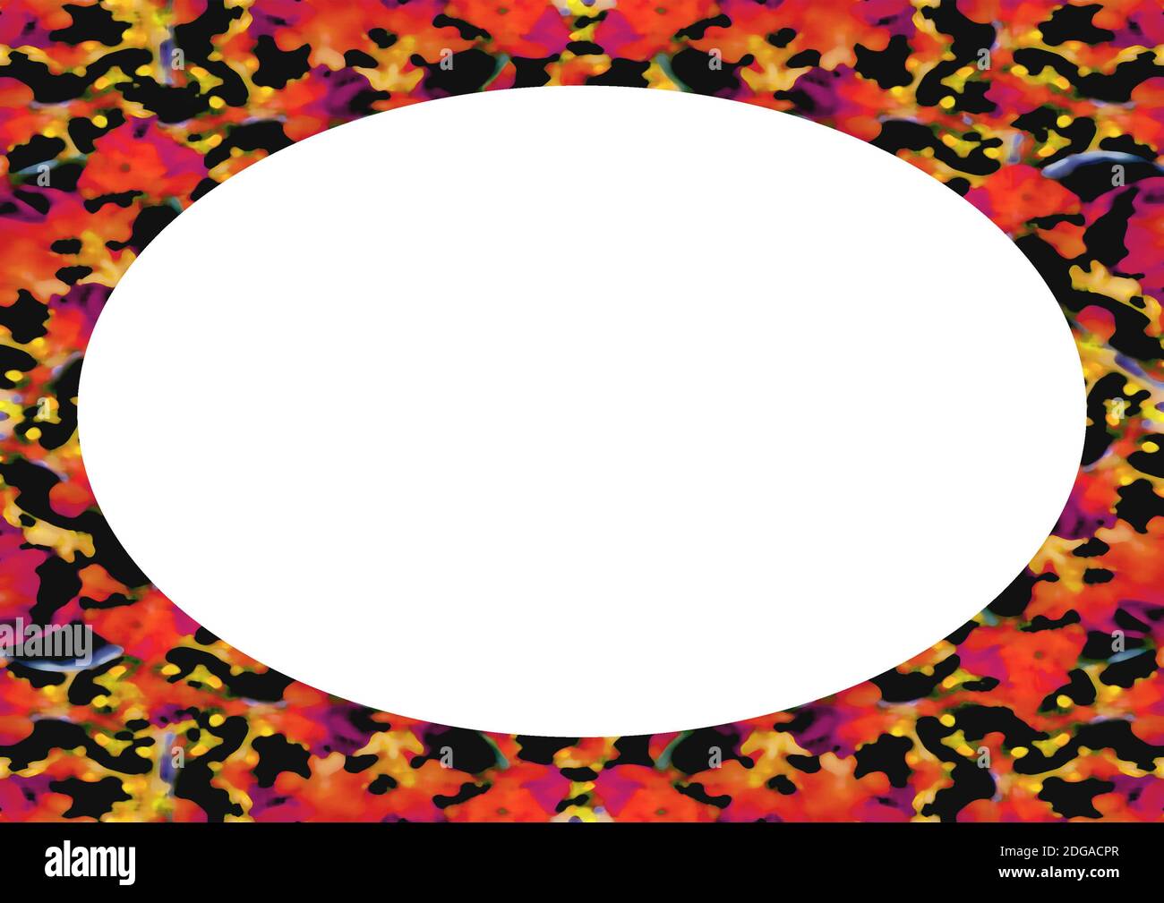 Landscape White Frame with Rounded Floral Design Borders Stock Photo