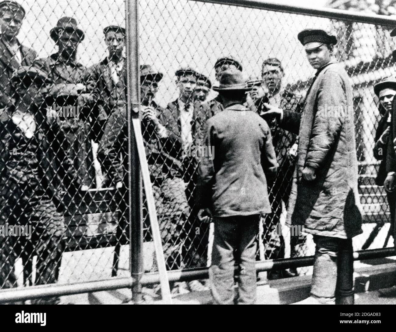 Detention pen at the Ellis Island Immigration Station, New York [1902] Stock Photo