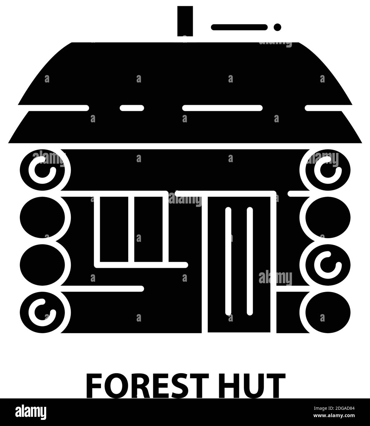 forest hut icon, black vector sign with editable strokes, concept illustration Stock Vector