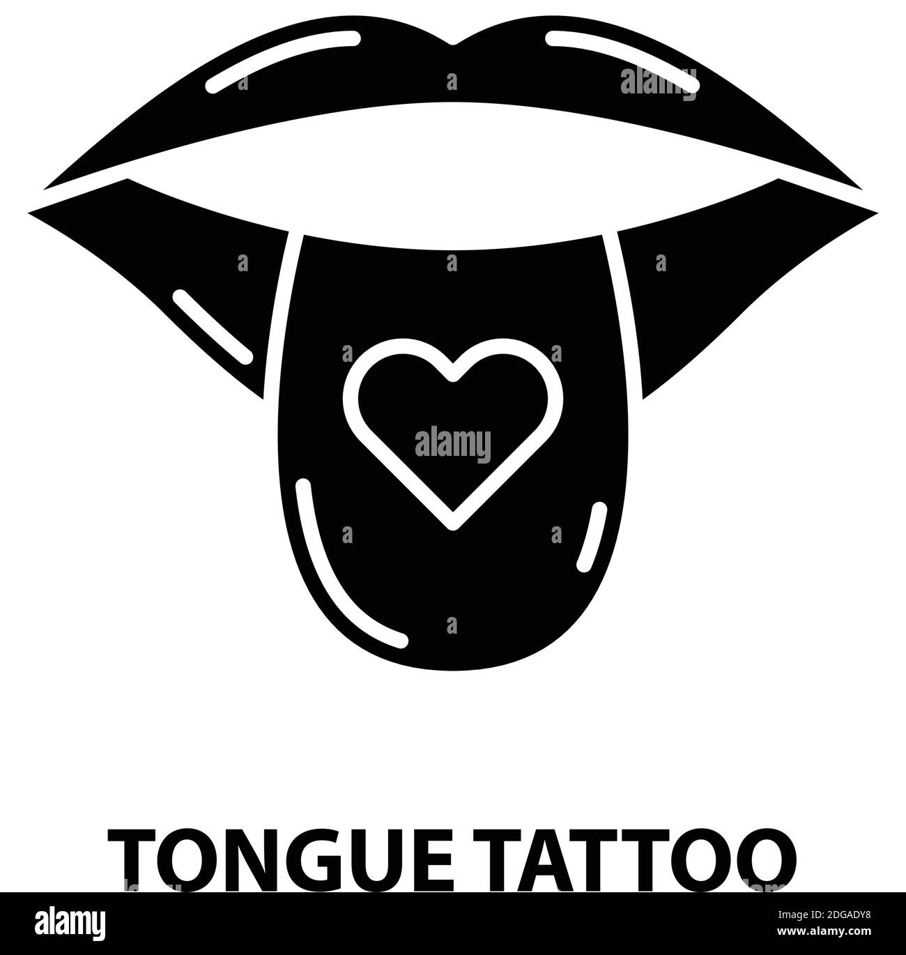 tongue tattoo icon, black vector sign with editable strokes, concept illustration Stock Vector