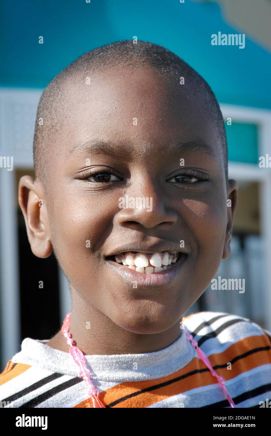 Portrait of Smiling black african american 8/9 year old boy Stock Photo