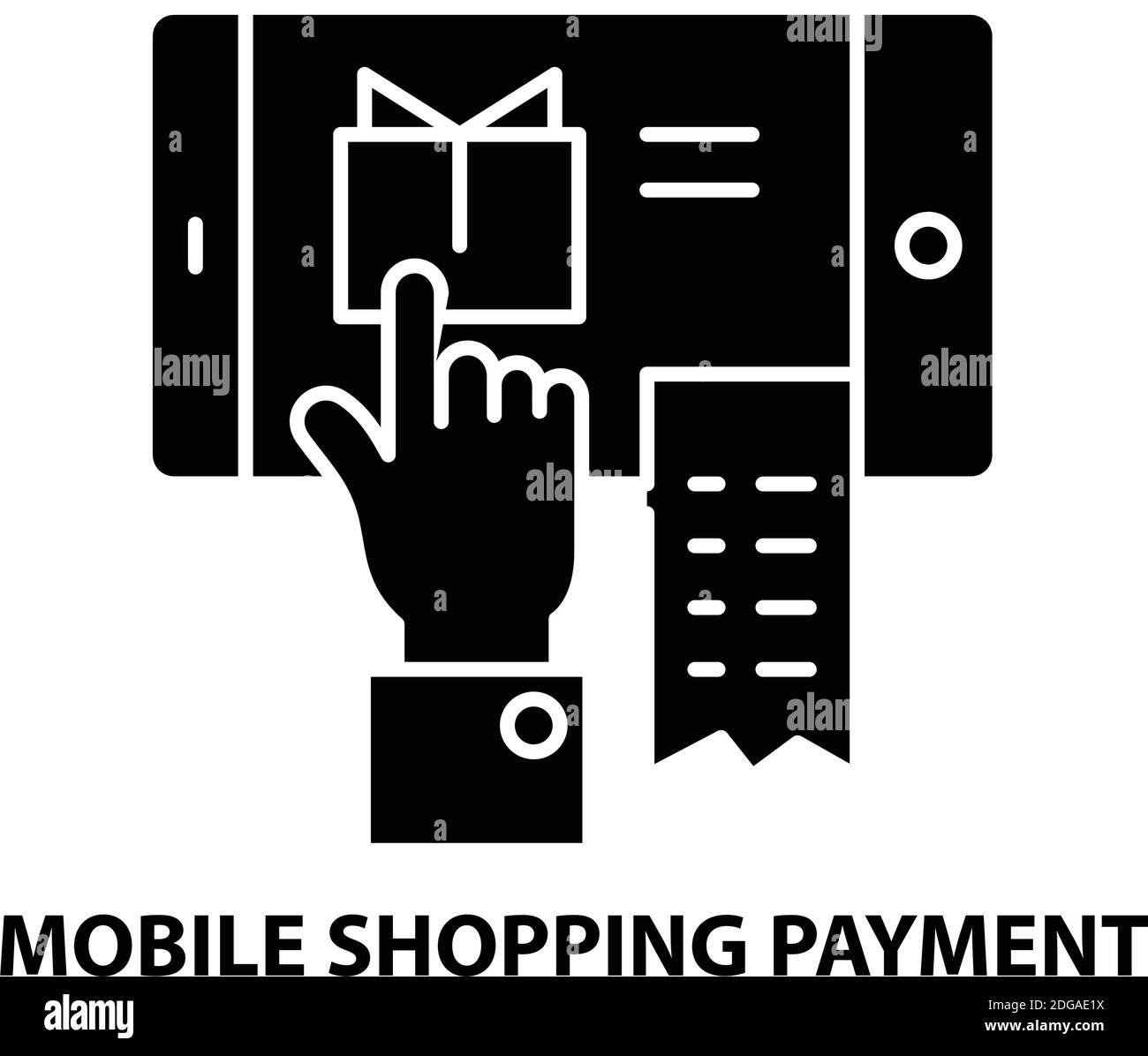 mobile shopping payment icon, black vector sign with editable strokes ...