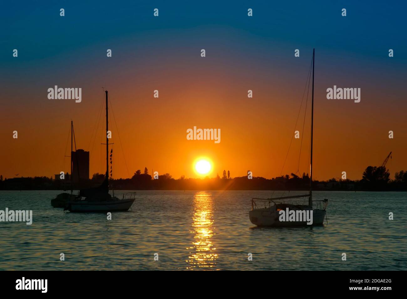 beautiful Sunset on Sarasota Bay Florida Stock Photo