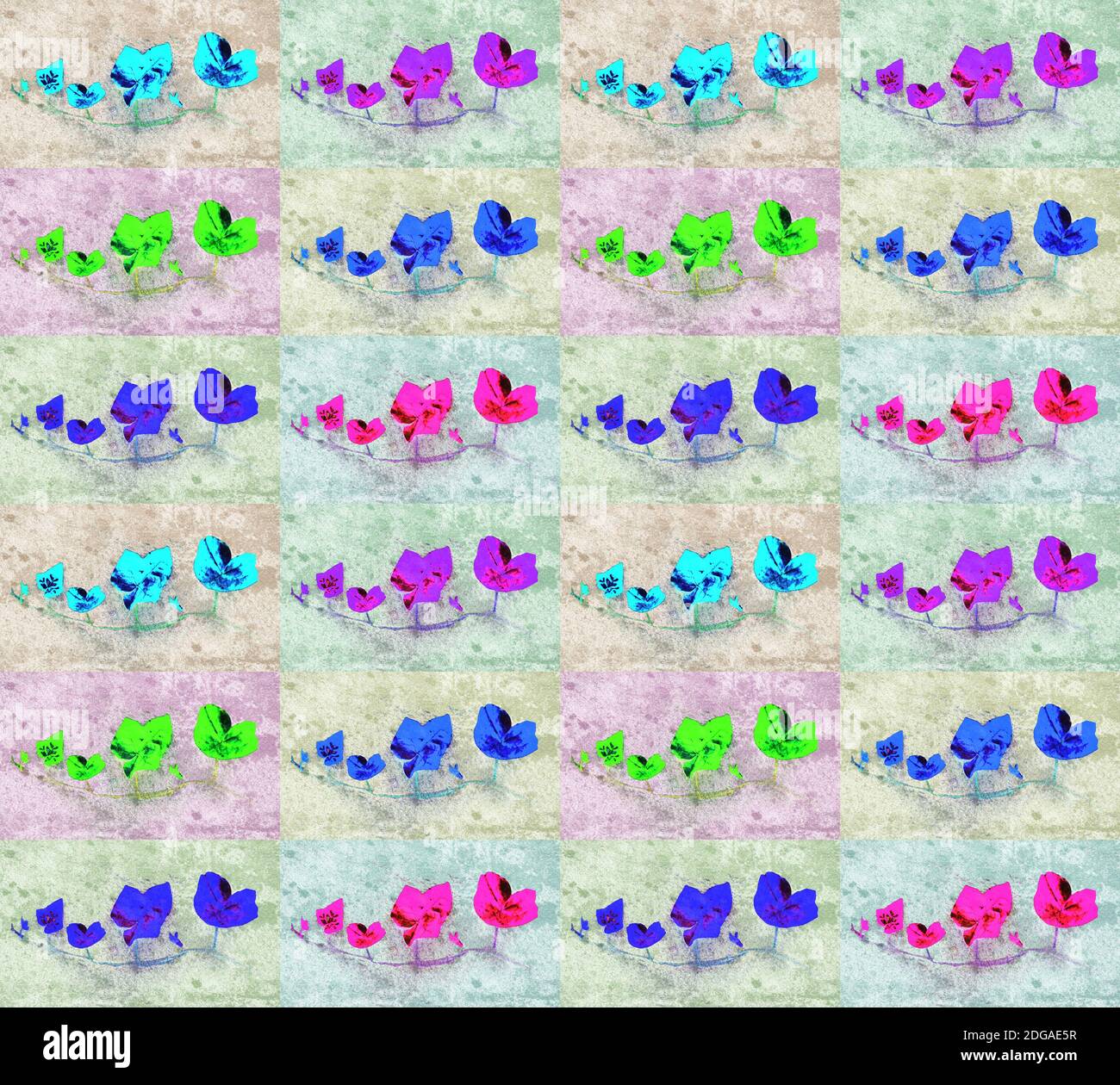 Bright Pop Art Floral Collage Pattern Stock Photo