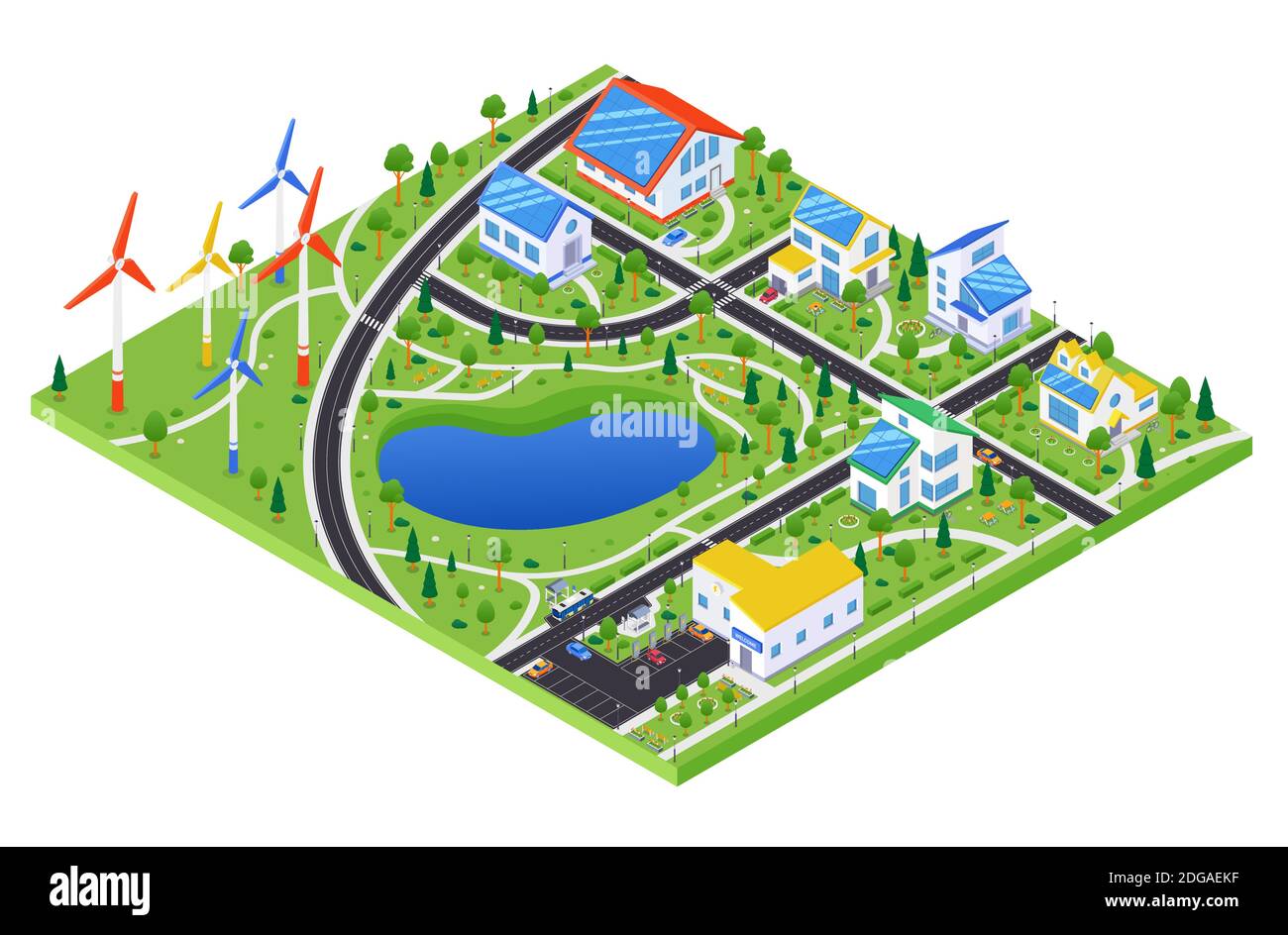 Isometric eco landscape wind turbines hi-res stock photography and ...