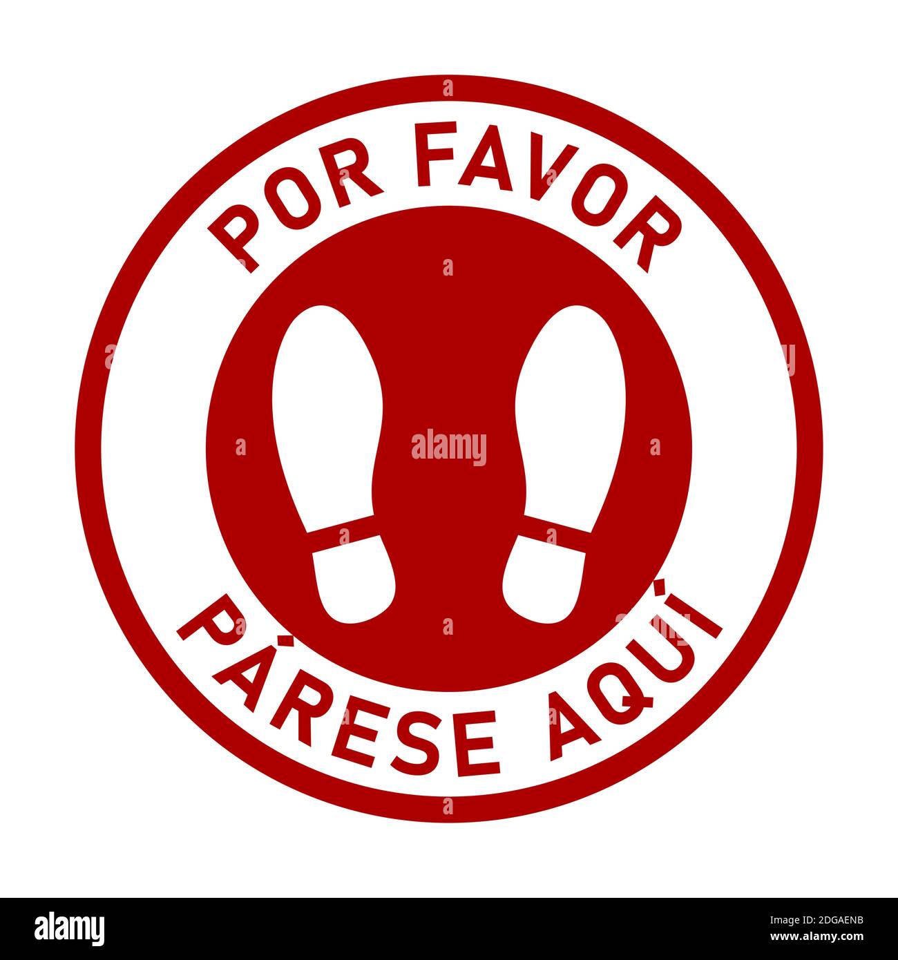 Por Favor Parese Aqui ("Please Stand Here"in Spanish) Round Circular Floor Marking Sticker Icon
