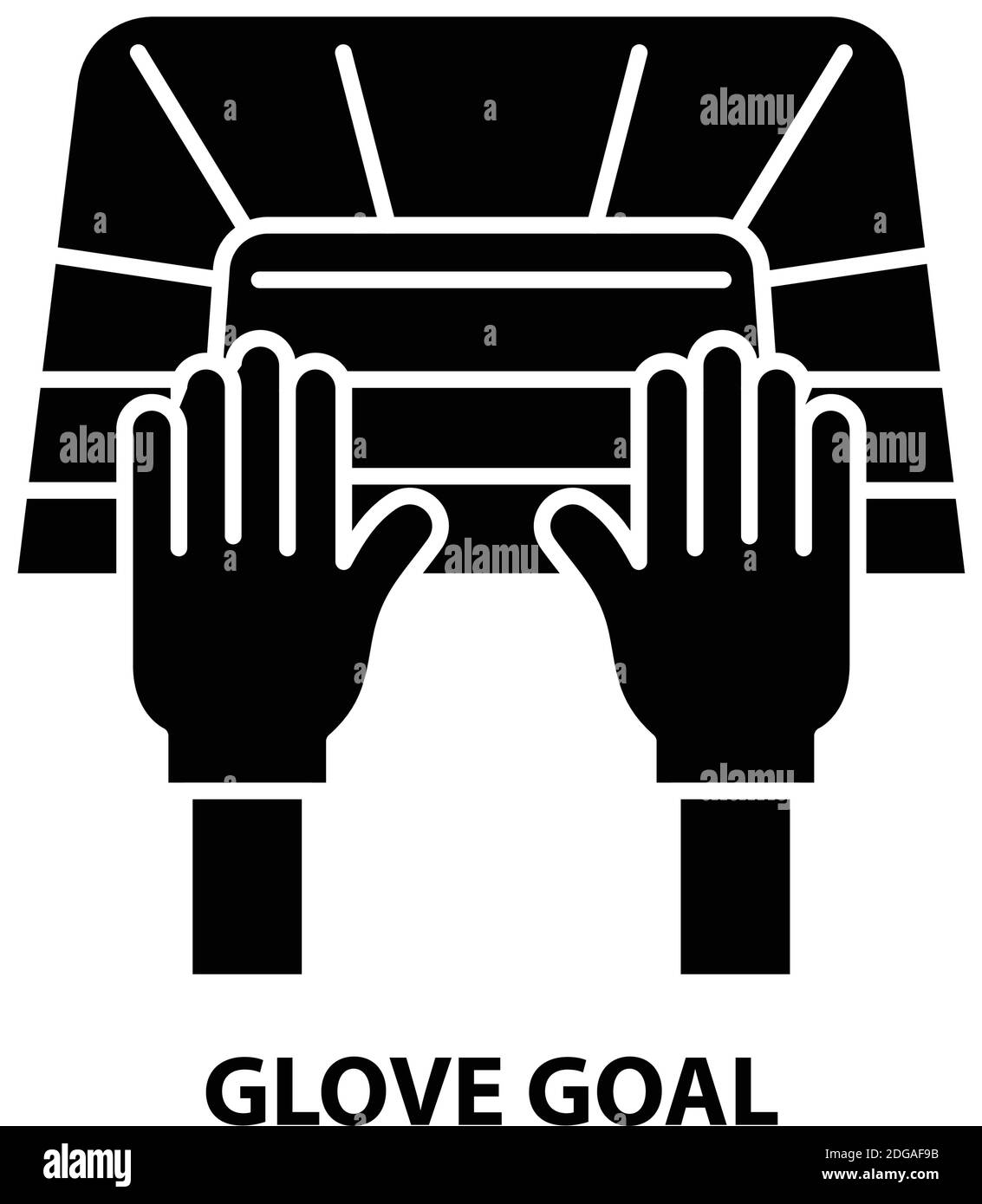 glove goal icon, black vector sign with editable strokes, concept illustration Stock Vector