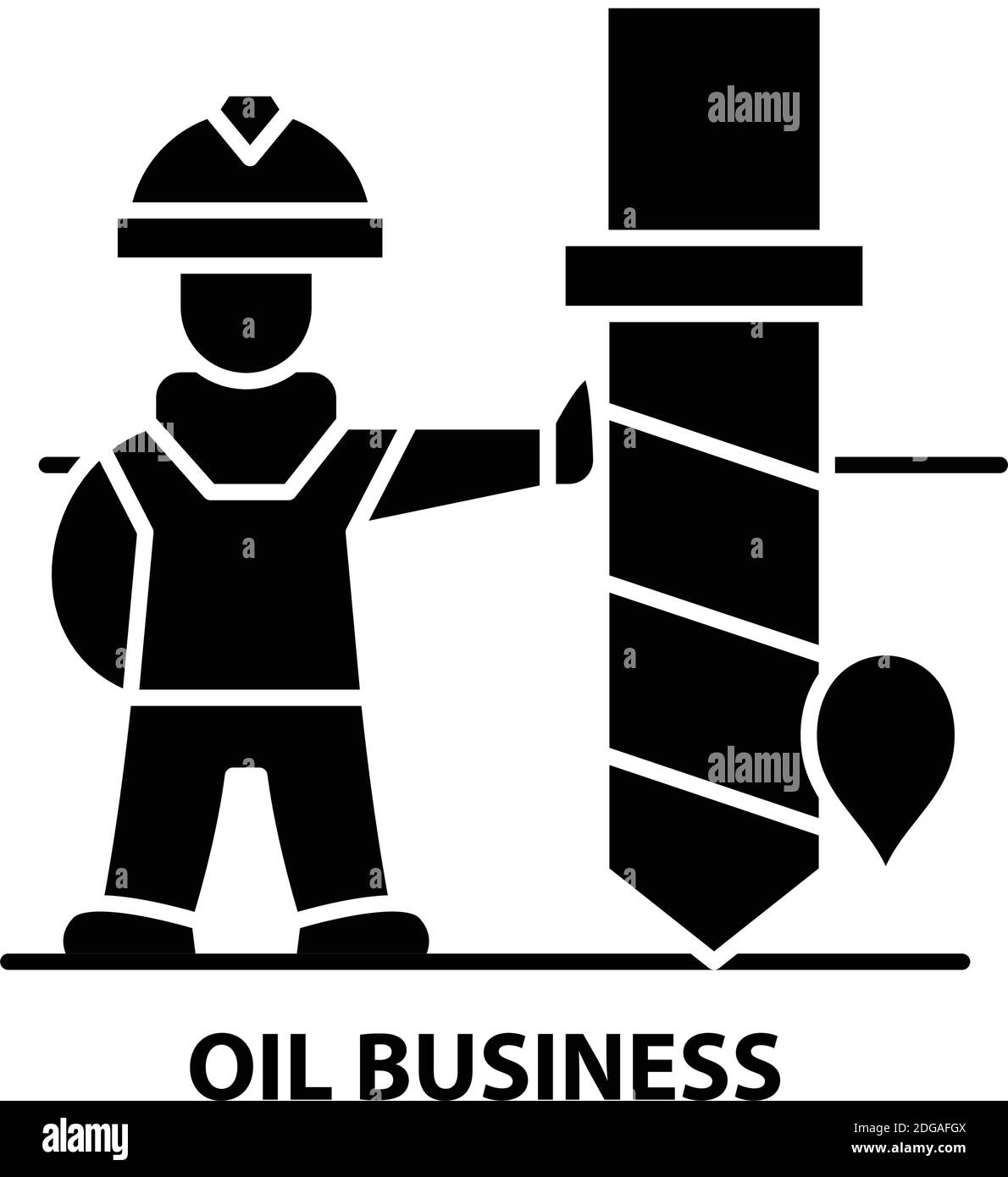 oil business icon, black vector sign with editable strokes, concept illustration Stock Vector