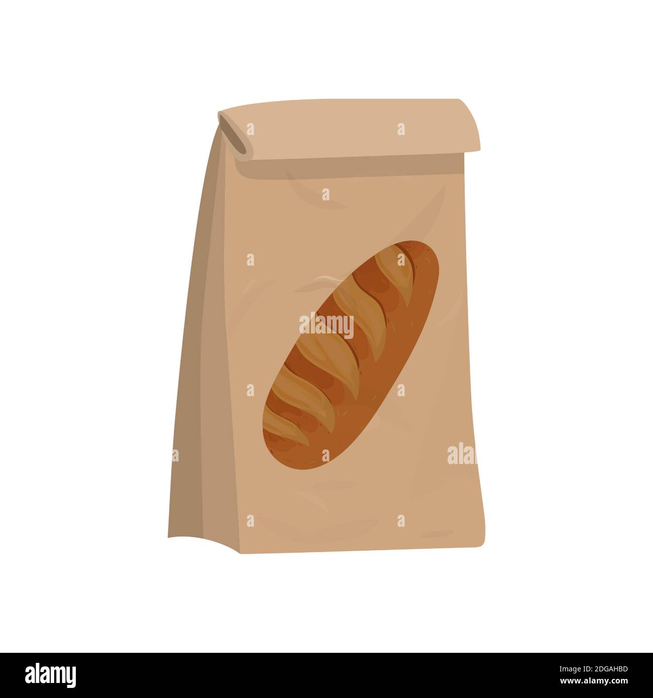 Kraft paper bag for bread, package for bakery products vector
