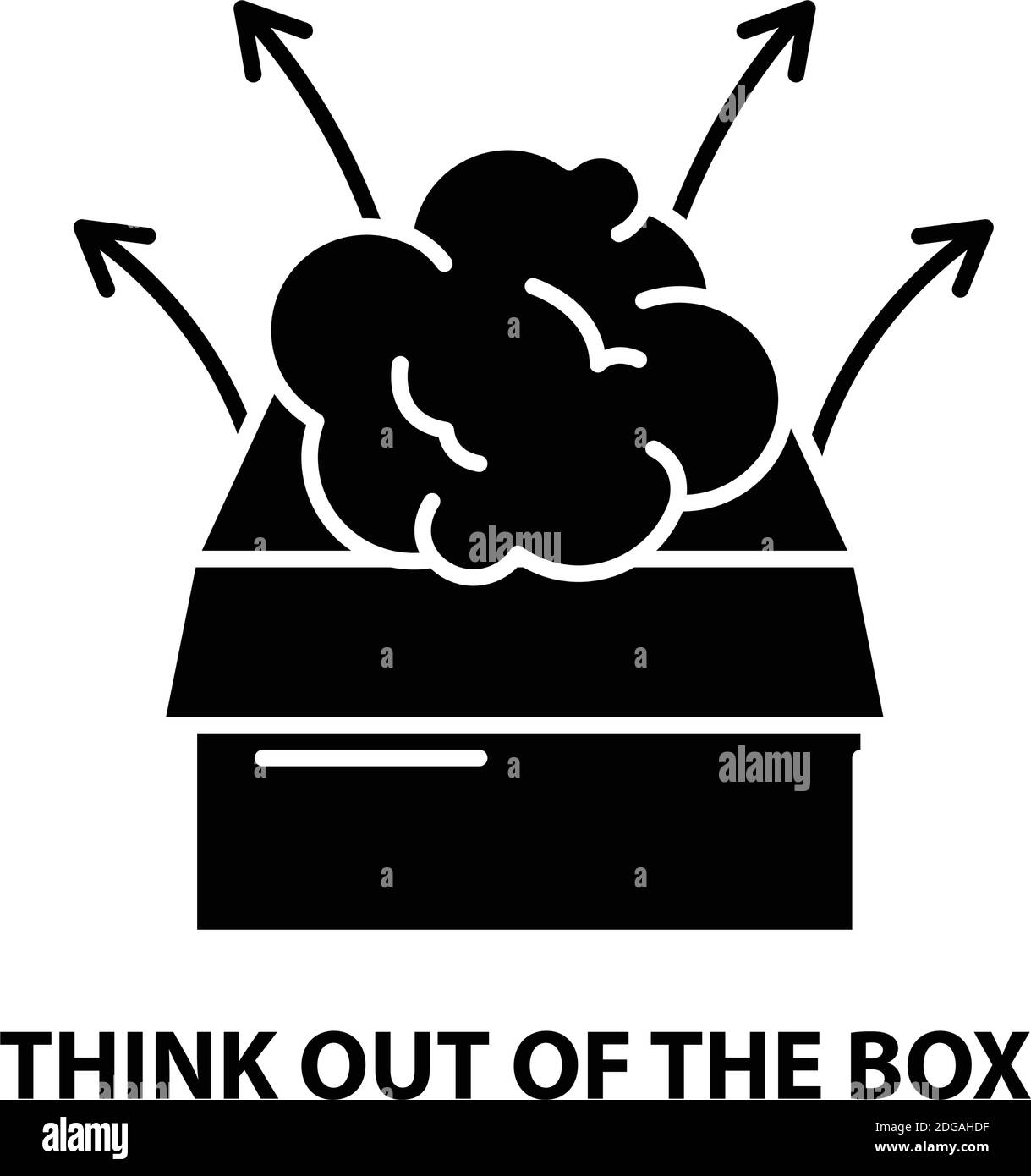 think out of the box icon, black vector sign with editable strokes