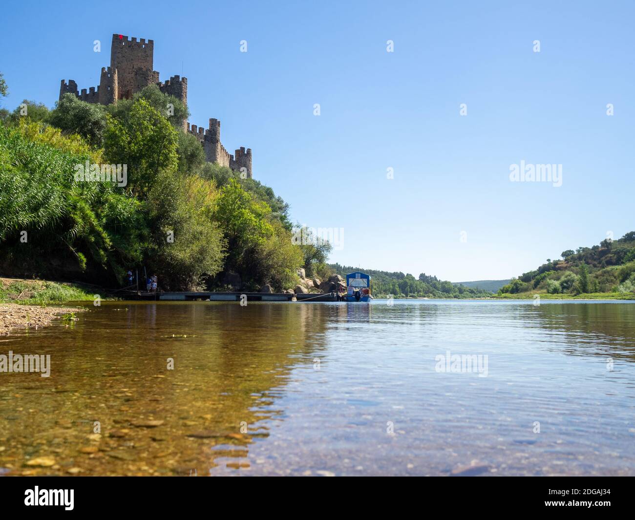 Tagus River and the Almorol Castle Stock Photo