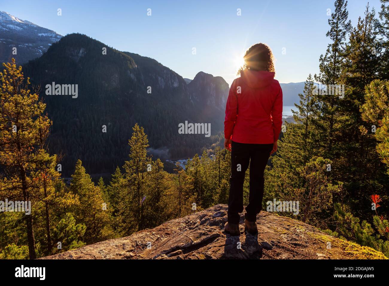 Adventurous Girl Hiking in Canadian Nature Stock Photo Alamy
