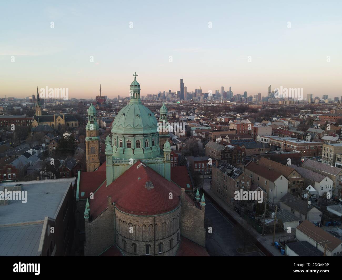 Aerial Views of Chicago Skyline @ Night Stock Photo - Alamy
