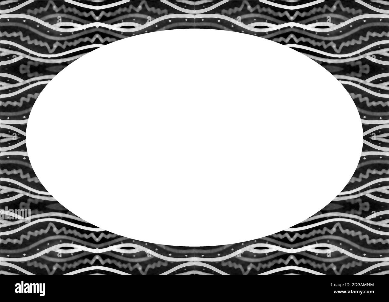 White Landscape Frame with Tribal Patterned Rounded Edges Stock Photo