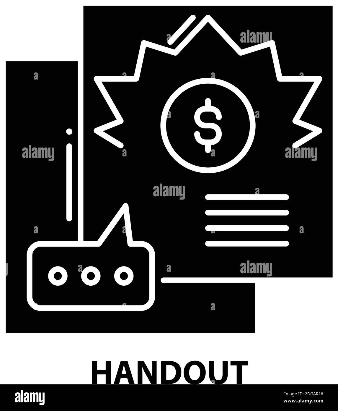 handout icon, black vector sign with editable strokes, concept illustration Stock Vector