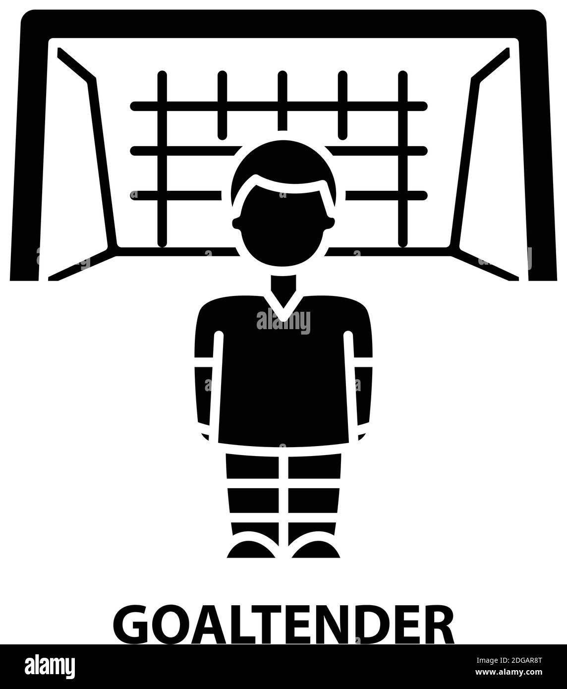 goaltender icon, black vector sign with editable strokes, concept