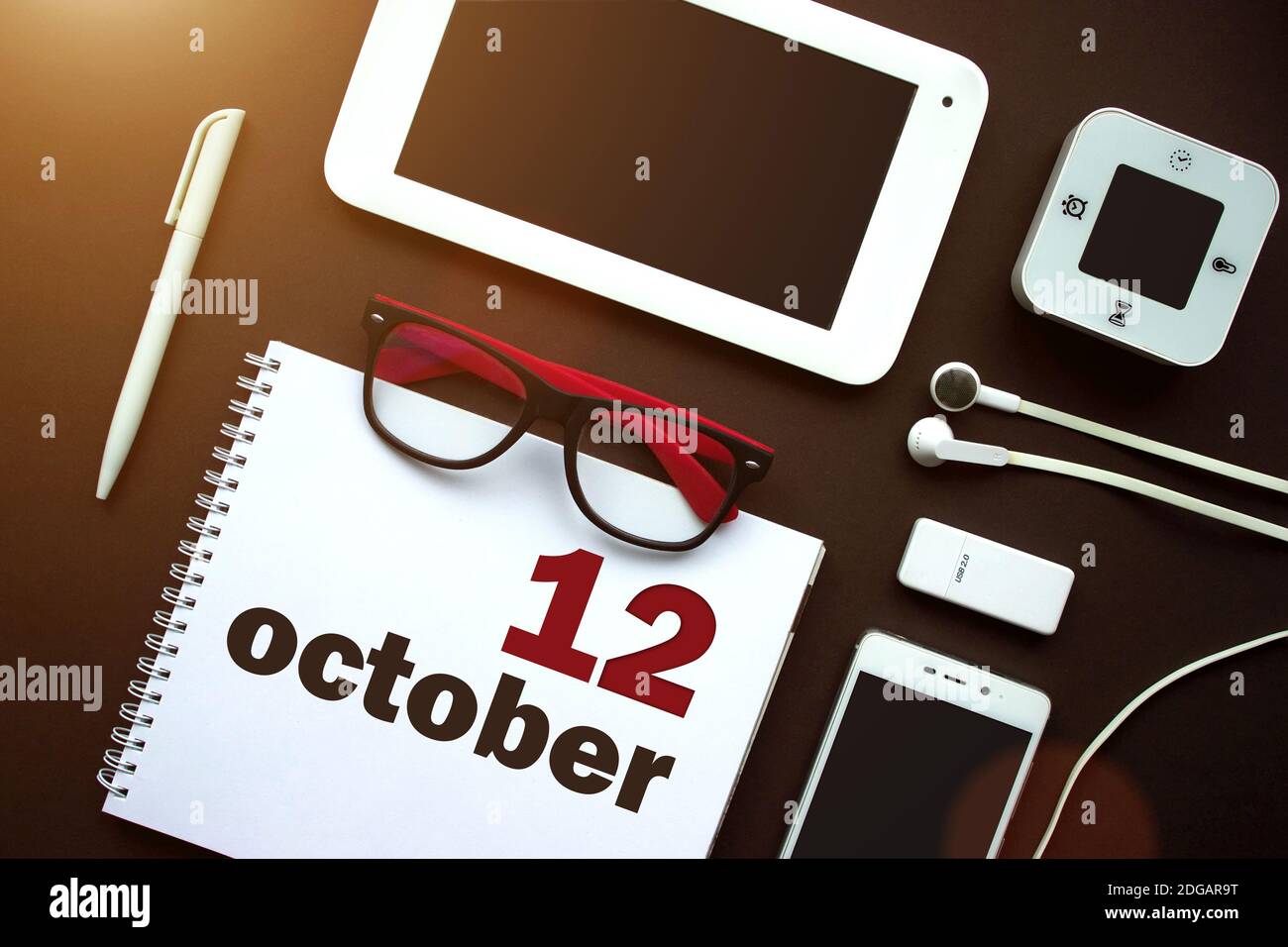 October 12nd. Day 12 of month, Calendar date. Many yellow sheet of the  calendar. Autumn month, day of the year concept Stock Photo - Alamy