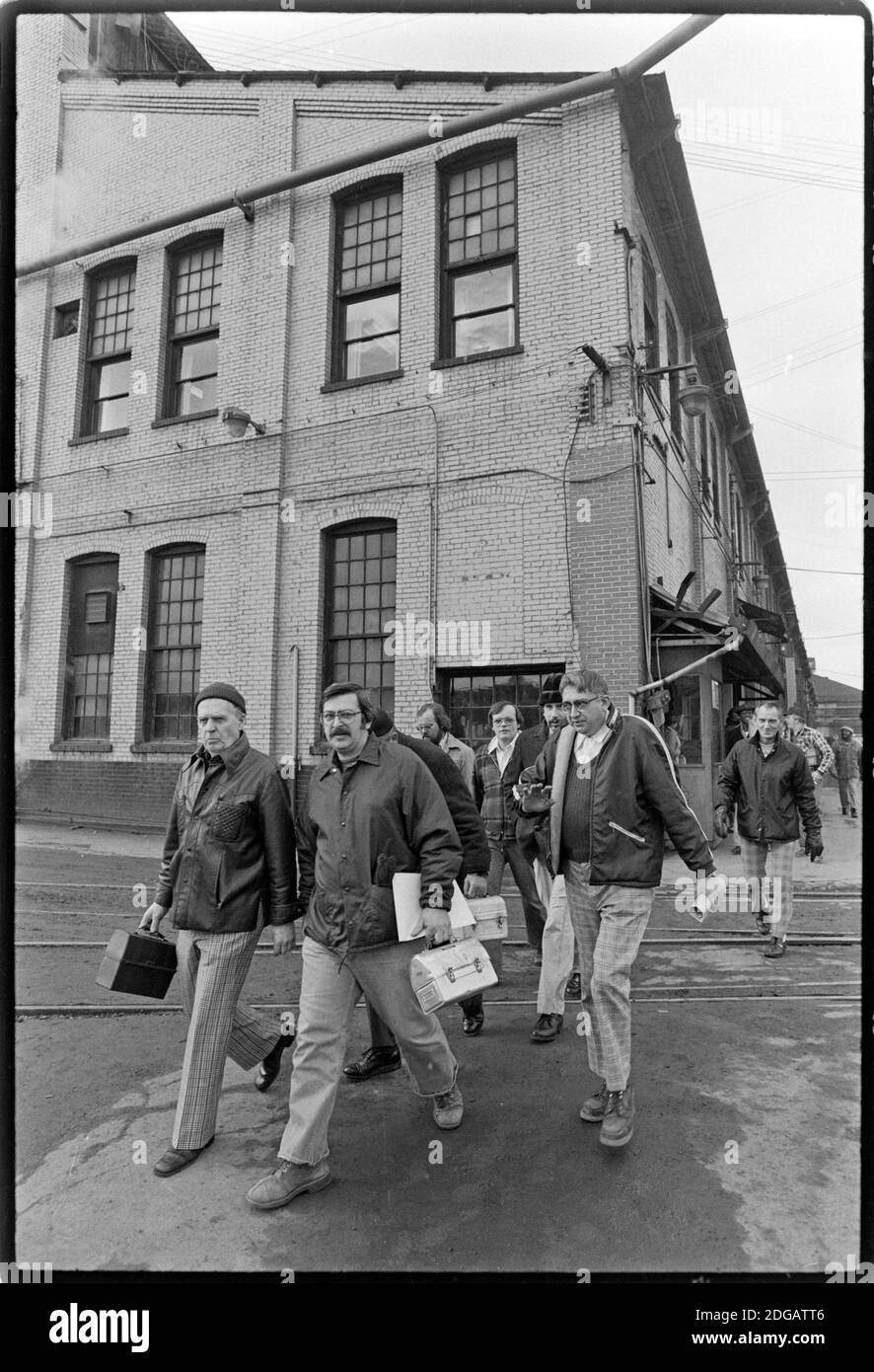 Workers leave Youngstown's Jones & Laughlin Brier Hill Works (formerly